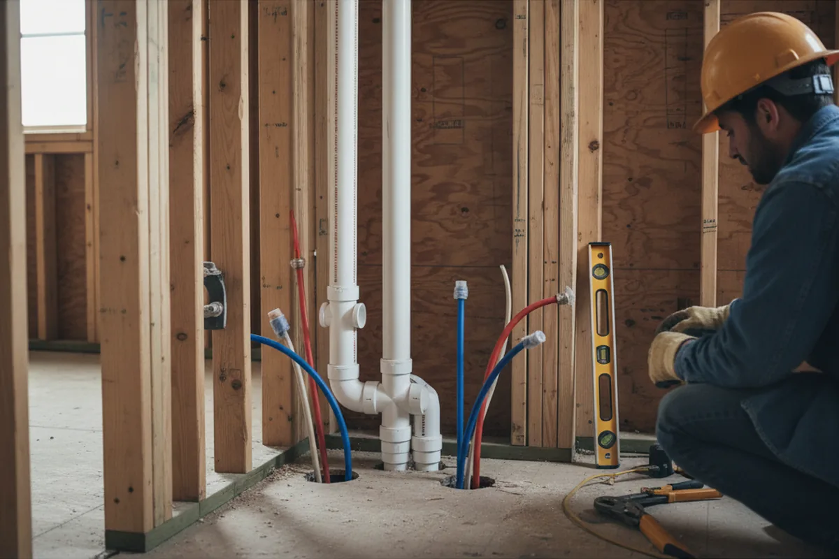 Drain and supply rough-in during Drain Cleaning in Batesville