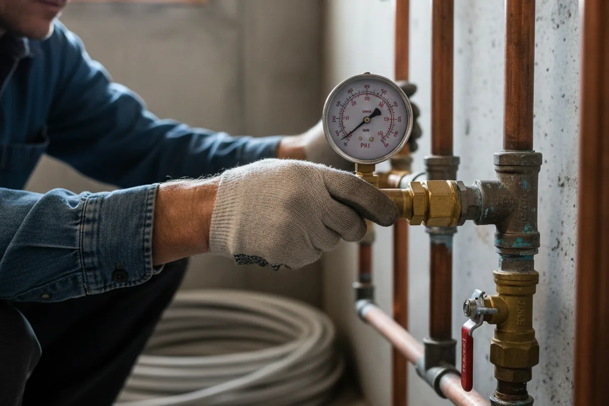 Pressure testing a repaired line during Water Line Repair in Batesville